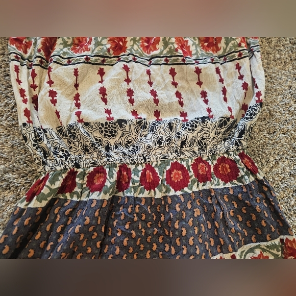 Forever 21 S Boho Hippie Peasant Shirt Blouse Mini Dress Gathered Waist Small - Picture 9 of 9